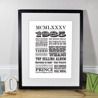 'year of birth music' personalised print by quotography