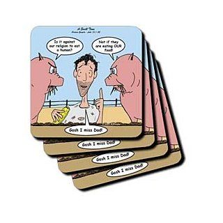 cst_44499_3 Rich Diesslins Funny Cartoon Gospel Cartoons   Luke 15 1 32   Having a Swill Time with the prodigal son and pigs   Coasters   set of 4 Ceramic Tile Coasters Kitchen & Dining