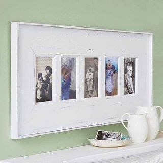 reclaimed white wooden multi photo frame by primrose & plum