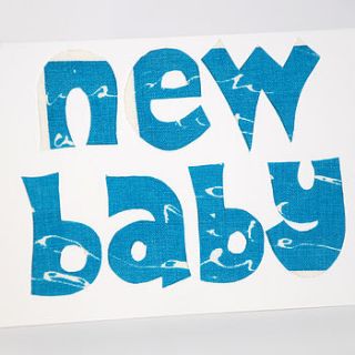 screen printed fabric new baby boy card by lucie pritchard
