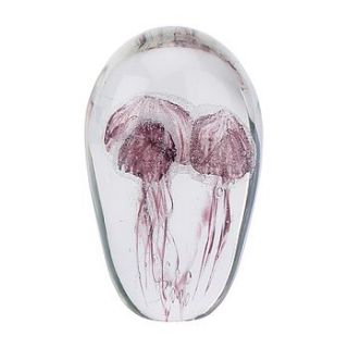 glass triple jellyfish paperweight by wesley barrell