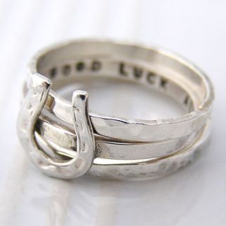 personalised horse shoe stacking ring by soremi