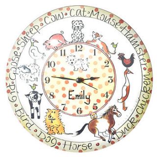 personalised farmyard animal clock girls by animurals