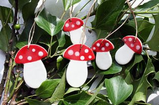 porcelain toadstool christmas decorations by jo lucksted ceramics