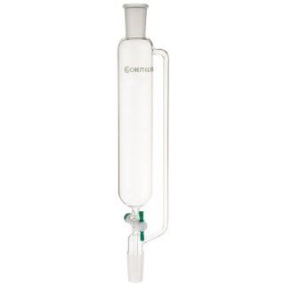 Chemglass CG 1702 03 Glass Cylindrical Style Addition Funnel, with 2mm PTFE Stopcock, 250mL Capacity Science Lab Addition Funnels