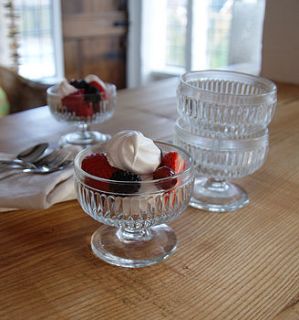 pair of glass dessert dishes by red lilly