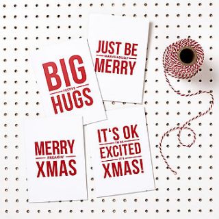 pack of four funny christmas cards by doodlelove