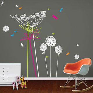 dandelions and cowparsley wall stickers by funky little darlings