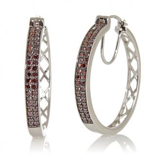 .74ct Colored Diamond Sterling Silver Hoop Earrings