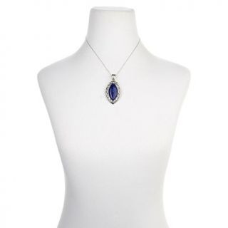Sally C Treasures Marquise Shaped Lapis and White Topaz Pendant with Chain