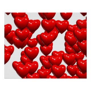 Valentine Red Hearts Random Bunch Glossy Print