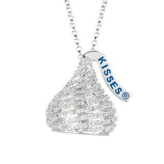 Sterling silver White Diamonds 0.248ct TDW Large 3D Hershey's Kiss Pendant (H I, SI1 SI2) Pendant Necklaces Jewelry