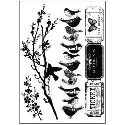 Songbird Cling Stamps  Tickets Prima Flowers Clear & Cling Stamps
