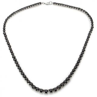 31.99ct Black Spinel Sterling Silver 16 1/4" Tennis Necklace