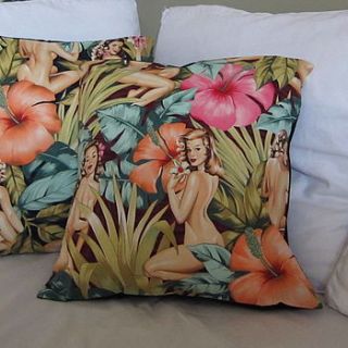 tropical girl cushion cover by twentysevenpalms