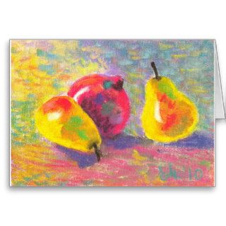 impressionist pears pastel greeting card