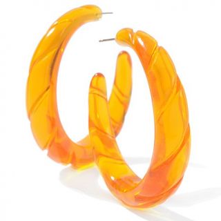 Rara Avis by Iris Apfel "Desert Sun" Carved Simulated Amber Hoop Earr