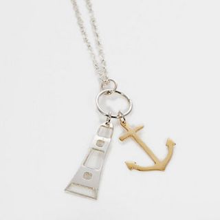lighthouse and anchor charm necklace by kate wimbush jewellery