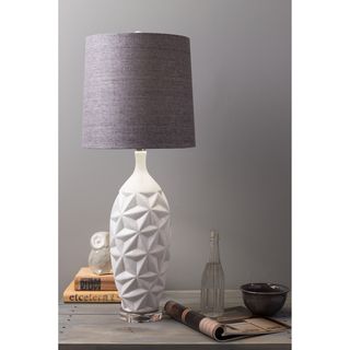 Glamorous Grey Linen White Ceramic Lamp Table Lamps