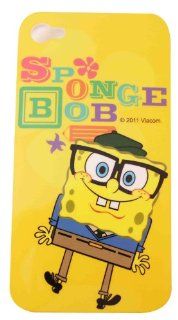 BUKIT CELL Nickelodeon TM SpongeBob SquarePants HARD BACK PIECE Faceplate Protector Case Cover (SpongeBob wearing glasses CS Clear Sides) for Apple iPhone 4S / 4G / 4 (Fits any carrier AT&T, VERIZON AND SPRINT) + Free WirelessGeeks247 Metallic Detachab