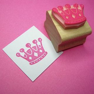 little crown hand carved rubber stamp by skull and cross buns