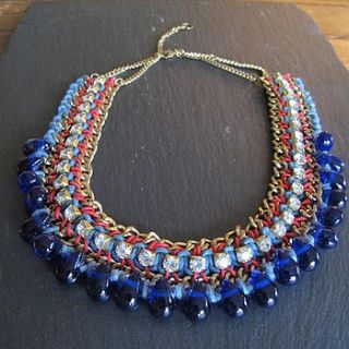 blue and stone statement necklace by molly & pearl