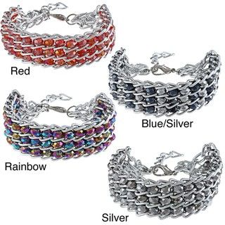 La Preciosa Silvertone Triple Row Hematite Beads Bracelet La Preciosa Crystal, Glass & Bead Bracelets