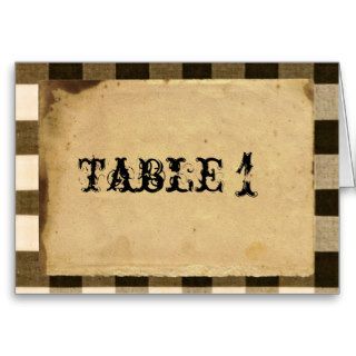Rustic Country Black Sepia Wedding Table Number Greeting Cards
