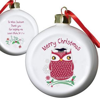 personalised teacher bauble   three colours by sleepyheads