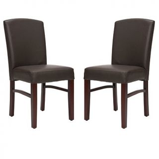 Safavieh Set of 2 Kevin Leather Side Chairs   Brown