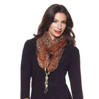 IMAN Global Chic Printed Scarf with Charm Detail