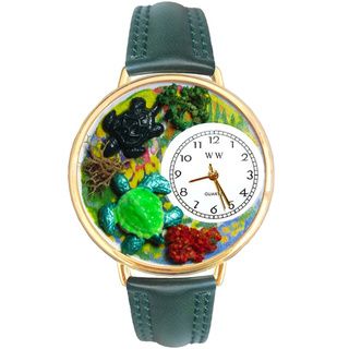 Whimsical Women's Turtles Theme Hunter Green Leather Watch Whimsical Women's Whimsical Watches