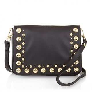 R.J. Graziano "Fashion First" Genuine Leather Studded Flap Handbag