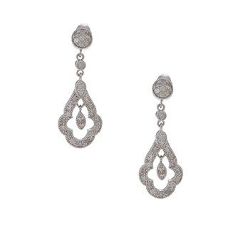Sterling Silver 3/4ct TDW Diamond Vintage Style Pave Earrings (G H, I1 I2) Diamond Earrings