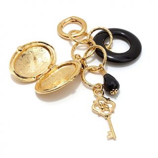 Bellezza Locket, Key and Onyx Bronze Charm Pendant