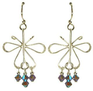 Jody Coyote Silver Blue Purple Beaded Butterfly Earrings PWE243 Jewelry