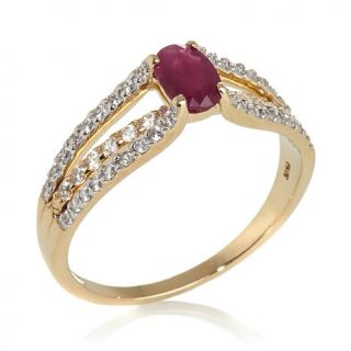 Victoria Wieck .83ct Ruby and White Zircon 14K Ring