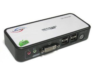 Linkskey 2 Port DVI USB KVM Switch with USB Hub/Microphone/Speaker with Cables (LDV 242AUSK) Computers & Accessories