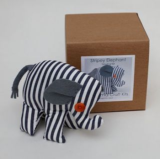 stripy elephant sewing kit by gemima craft kits