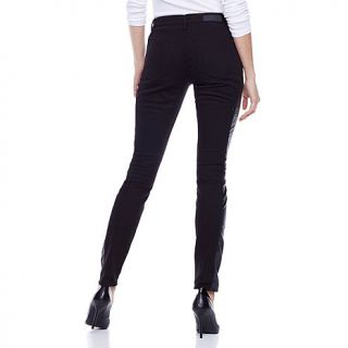 DKNY Jeans Faux Leather Pieced Denim Leggings   Noir