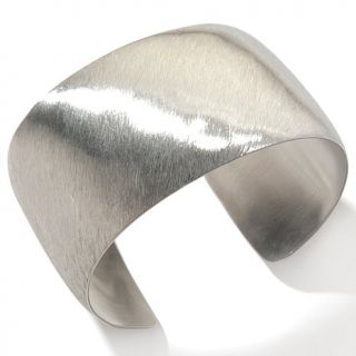 Stately Steel Brushed Wide Silhouette 7" Cuff Bracelet