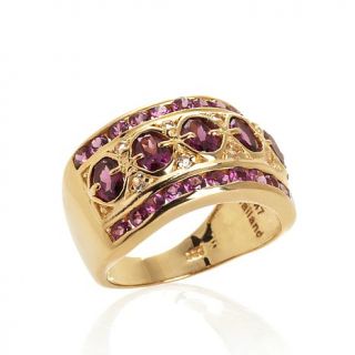 Oval and Round Gemstone 3 Row Band Ring