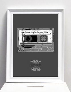 personalised retro cassette print by i love art london