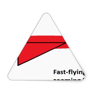 Fast flying Flynn the Red Jet Airplane in Flight Triangle Stickers