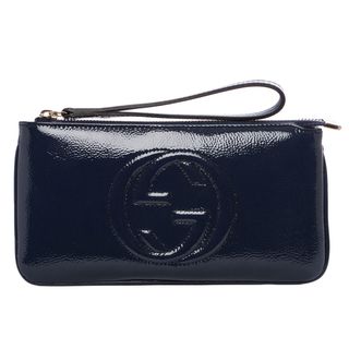 Gucci 'Soho' Blue Patent Leather Wristlet Gucci Designer Handbags