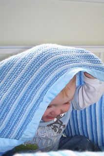 handmade baby blue baby blanket by eebees knits