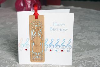 'happy birthday' wooden bookmark card by white mink