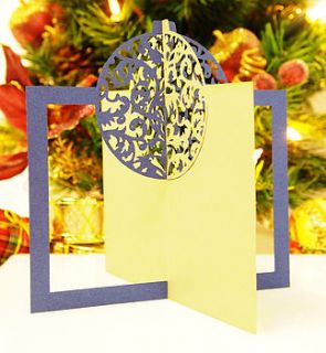 laser cut bauble christmas card by intricate home