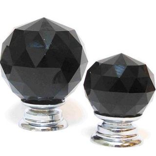 black crystal glass cupboard knob by pushka knobs