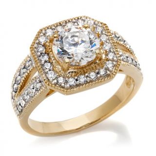 2.10ct Absolute™ Round with Octagonal Frame Pavé Sides Ring